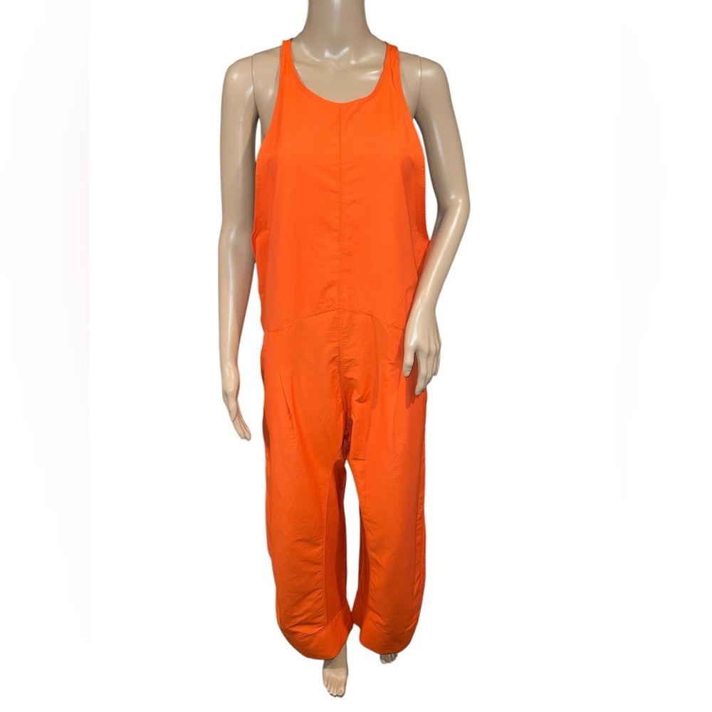 Free People FP Movement Jumpsuit Womens One Piece Orange Wide Leg Open Back XS